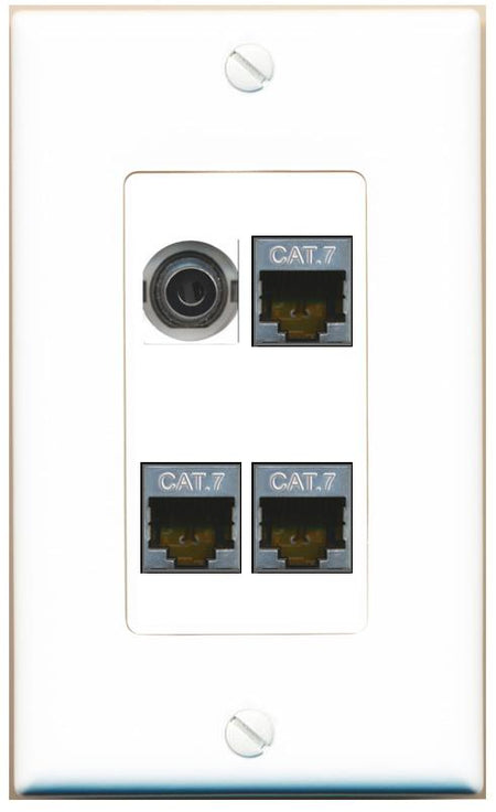 RiteAV 3.5mm 3 CAT7 Wall Plate [White]