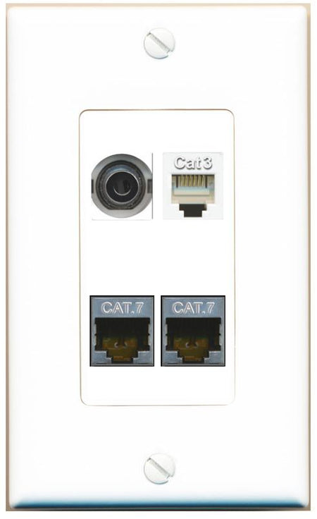 RiteAV 3.5mm 2 CAT7 PHONE Wall Plate [White]