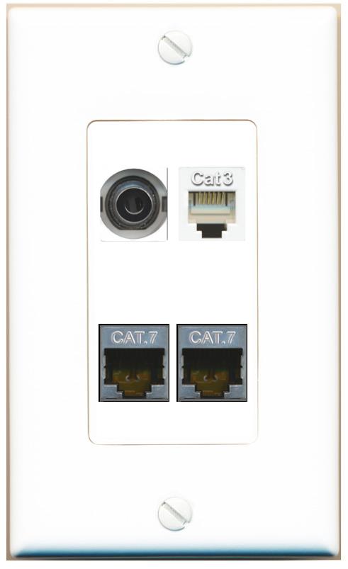 RiteAV 3.5mm 2 CAT7 PHONE Wall Plate [White]