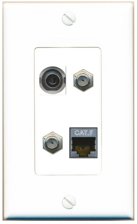 RiteAV 3.5mm CAT7 2 COAX Wall Plate [White]