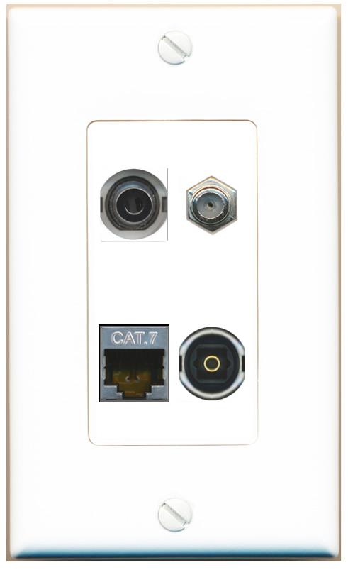 RiteAV 3.5mm CAT7 COAX TOSLINK Wall Plate [White]