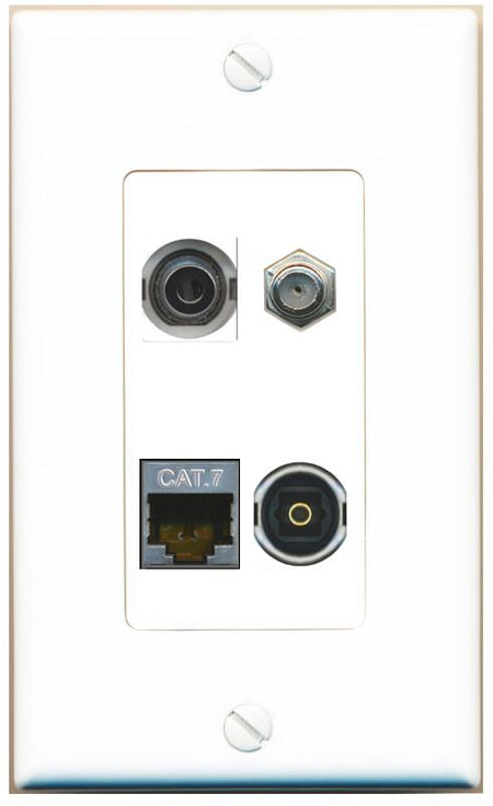 RiteAV 3.5mm CAT7 COAX TOSLINK Wall Plate [White]