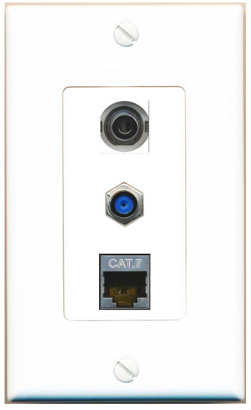 3.5mm CAT7 F81 Wall Plate [White]
