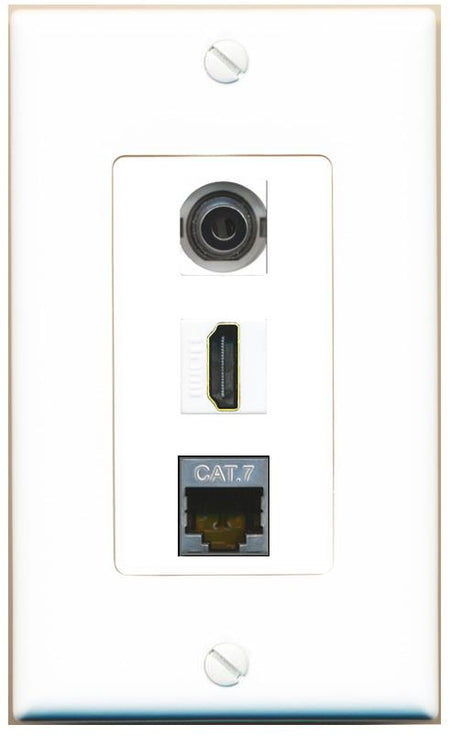 3.5mm CAT7 HDMI Wall Plate [White]