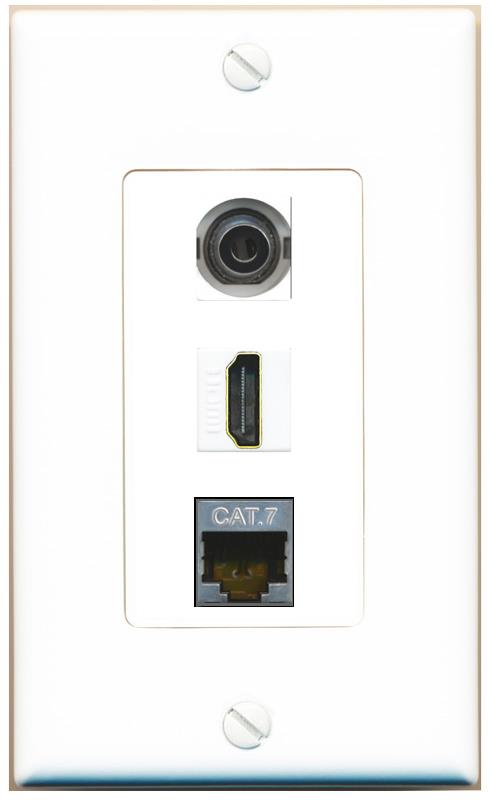 3.5mm CAT7 HDMI Wall Plate [White]
