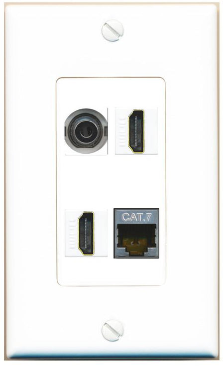 RiteAV 3.5mm CAT7 2 HDMI Wall Plate [White]