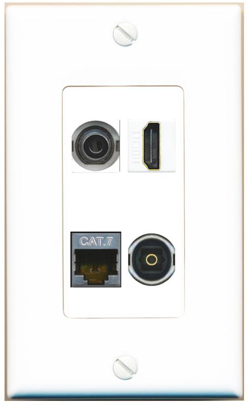 RiteAV 3.5mm CAT7 HDMI TOSLINK Wall Plate [White]