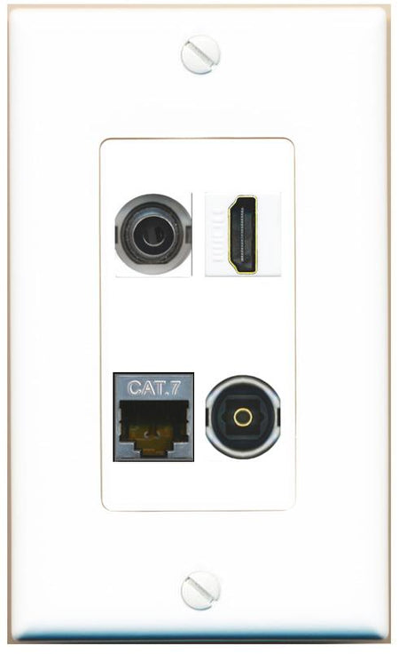 RiteAV 3.5mm CAT7 HDMI TOSLINK Wall Plate [White]