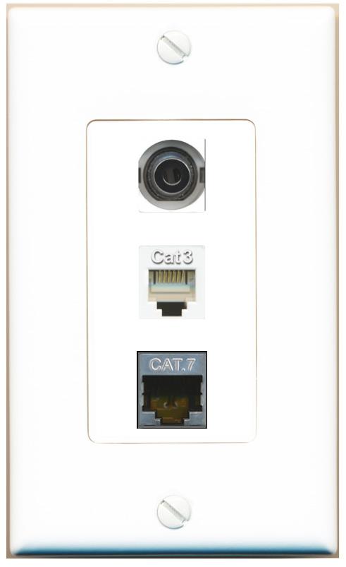 3.5mm CAT7 PHONE Wall Plate [White]