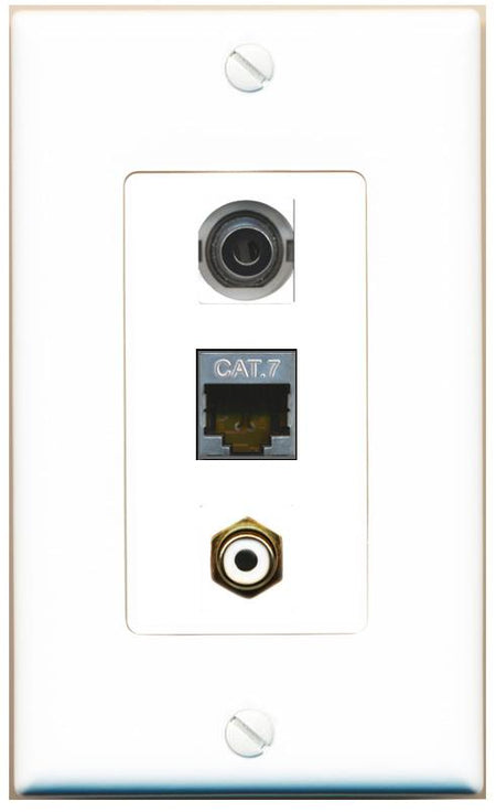 3.5mm CAT7 RCA-WHITE Wall Plate [White]
