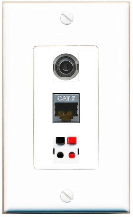 3.5mm CAT7 SPEAKER Wall Plate [White]