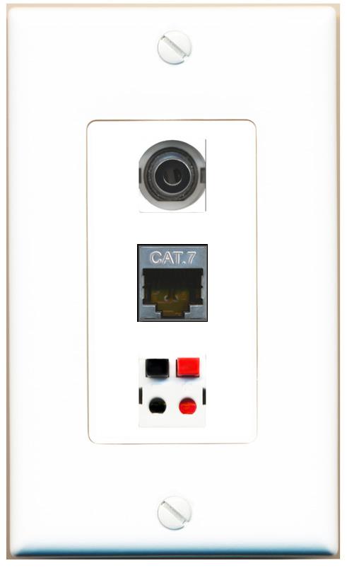 3.5mm CAT7 SPEAKER Wall Plate [White]
