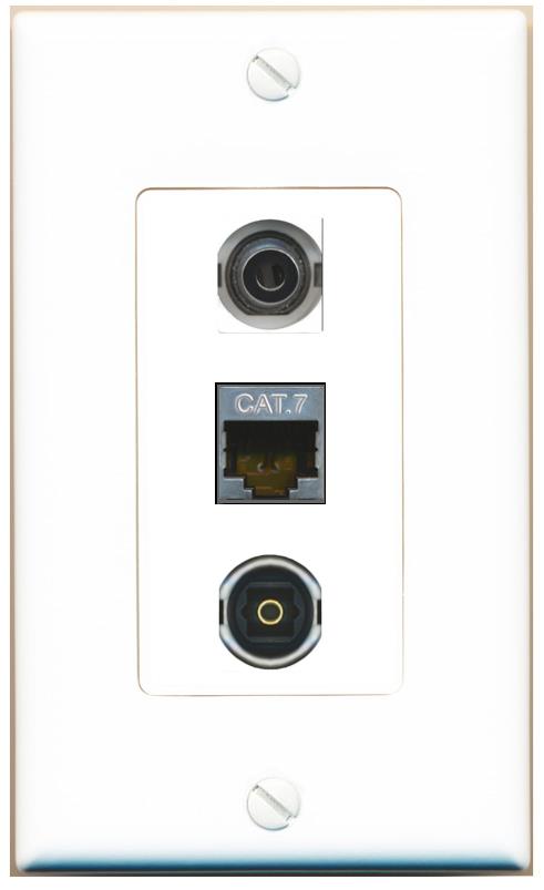 3.5mm CAT7 TOSLINK Wall Plate [White]