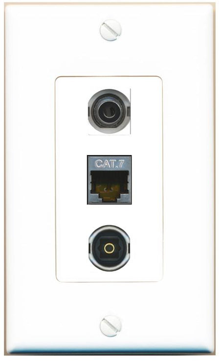 3.5mm CAT7 TOSLINK Wall Plate [White]