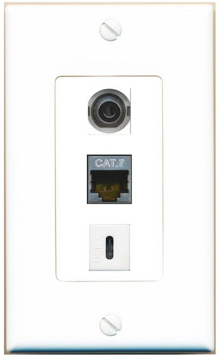 3.5mm CAT7 USBC Wall Plate [White]