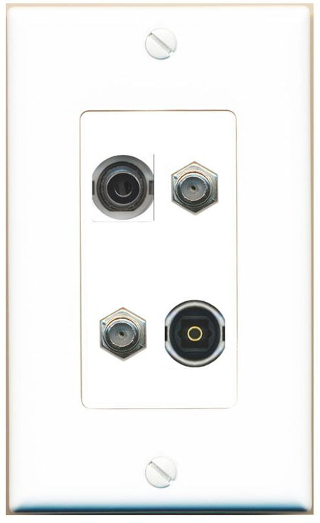 RiteAV 3.5mm 2 COAX TOSLINK Wall Plate [White]