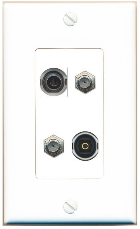 RiteAV 3.5mm 2 COAX TOSLINK Wall Plate [White]