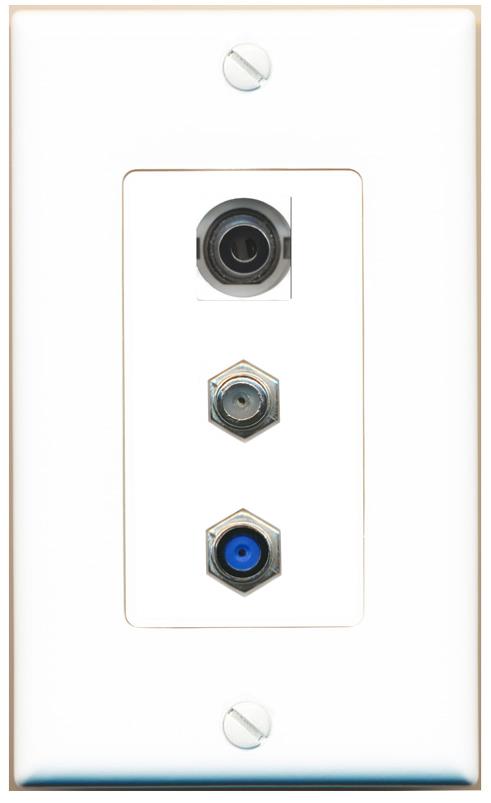 3.5mm COAX F81 Wall Plate [White]