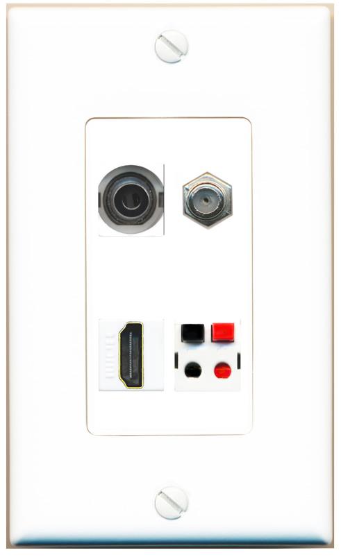 RiteAV 3.5mm COAX HDMI SPEAKER Wall Plate [White]