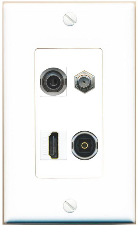 RiteAV 3.5mm COAX HDMI TOSLINK Wall Plate [White]