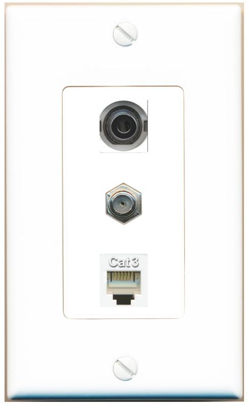 3.5mm COAX PHONE Wall Plate [White]