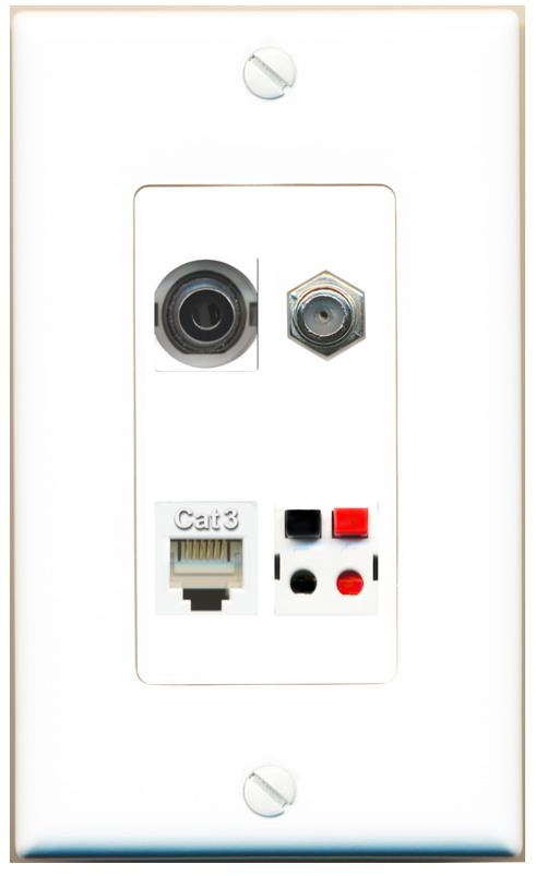 RiteAV 3.5mm COAX PHONE SPEAKER Wall Plate [White]