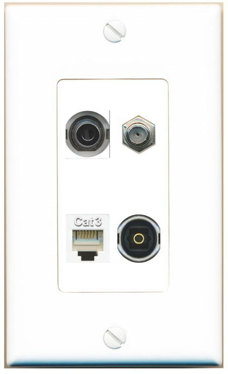 RiteAV 3.5mm COAX PHONE TOSLINK Wall Plate [White]
