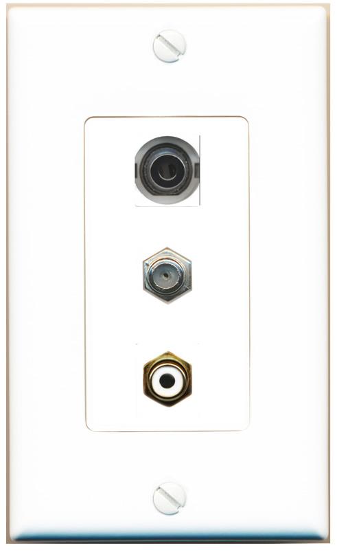 3.5mm COAX RCA-WHITE Wall Plate [White]