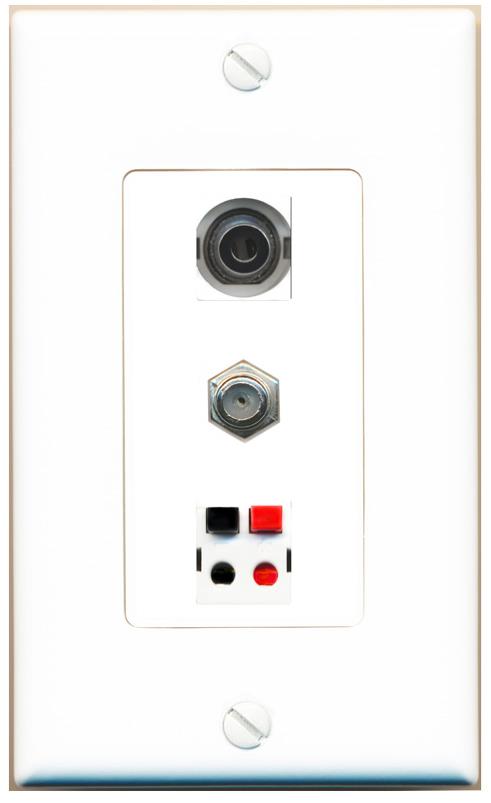 3.5mm COAX SPEAKER Wall Plate [White]