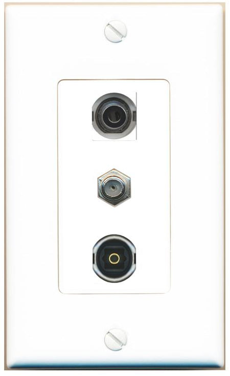 3.5mm COAX TOSLINK Wall Plate [White]
