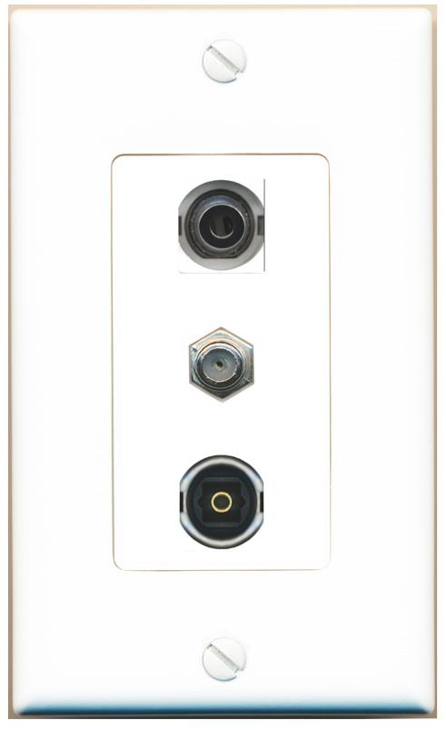 3.5mm COAX TOSLINK Wall Plate [White]