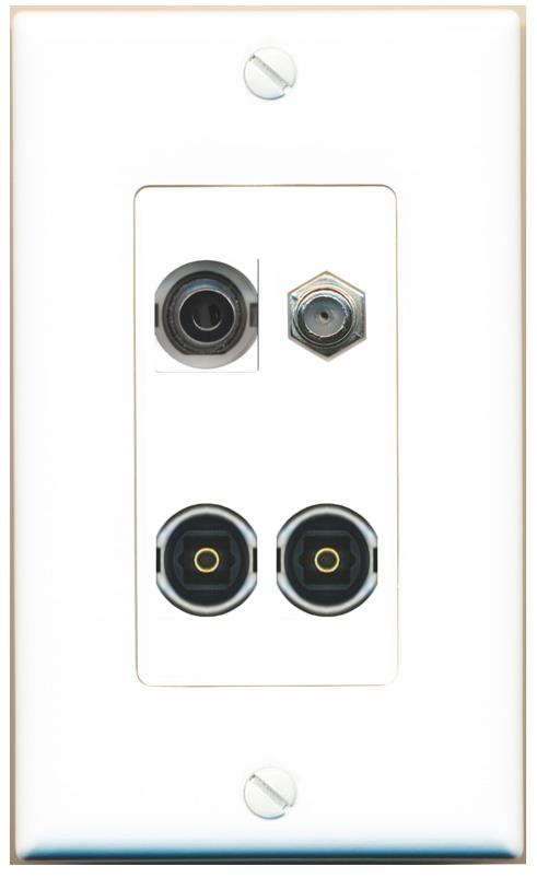 RiteAV 3.5mm COAX 2 TOSLINK Wall Plate [White]