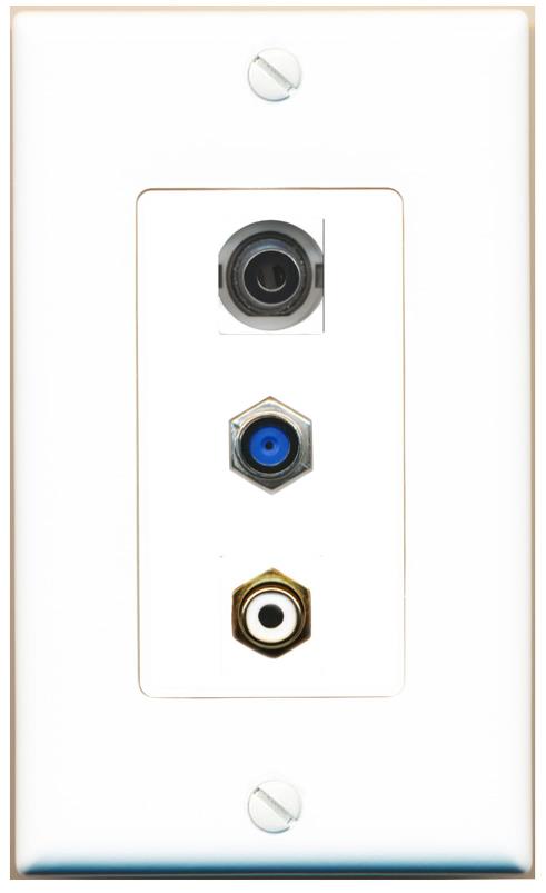 3.5mm F81 RCA-WHITE Wall Plate [White]
