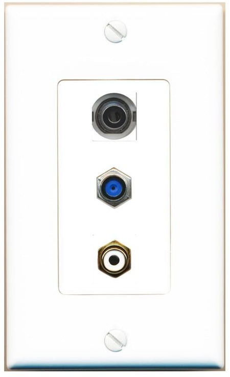 3.5mm F81 RCA-WHITE Wall Plate [White]