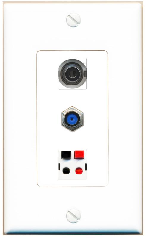 3.5mm F81 SPEAKER Wall Plate [White]