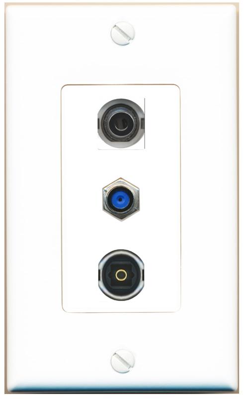 3.5mm F81 TOSLINK Wall Plate [White]