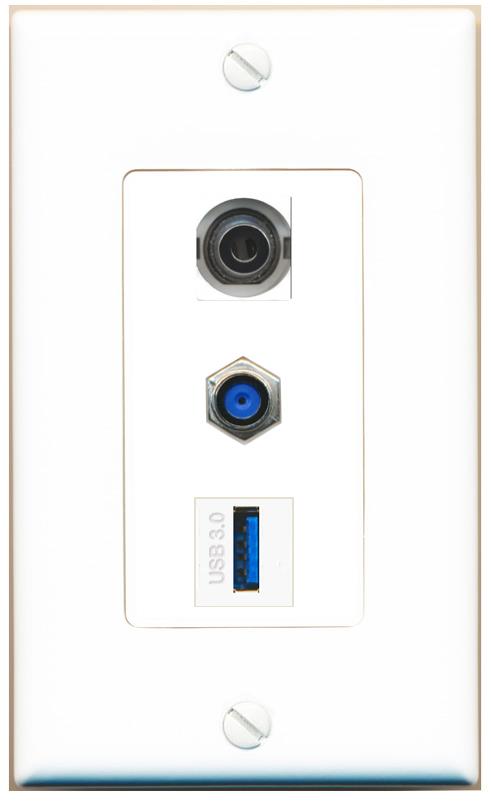 3.5mm F81 USB-3 Wall Plate [White]