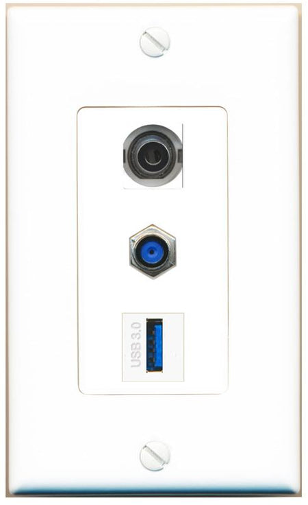 3.5mm F81 USB-3 Wall Plate [White]