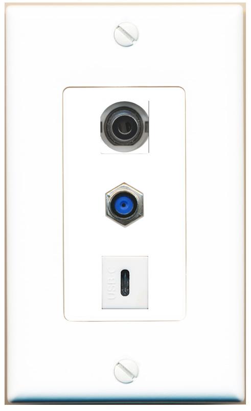 3.5mm F81 USBC Wall Plate [White]