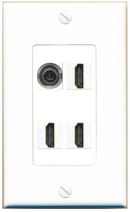 RiteAV 3.5mm 3 HDMI Wall Plate [White]
