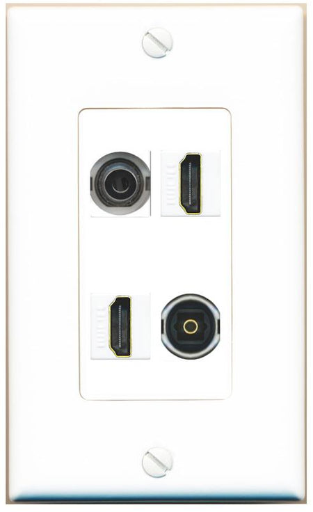 RiteAV 3.5mm 2 HDMI TOSLINK Wall Plate [White]