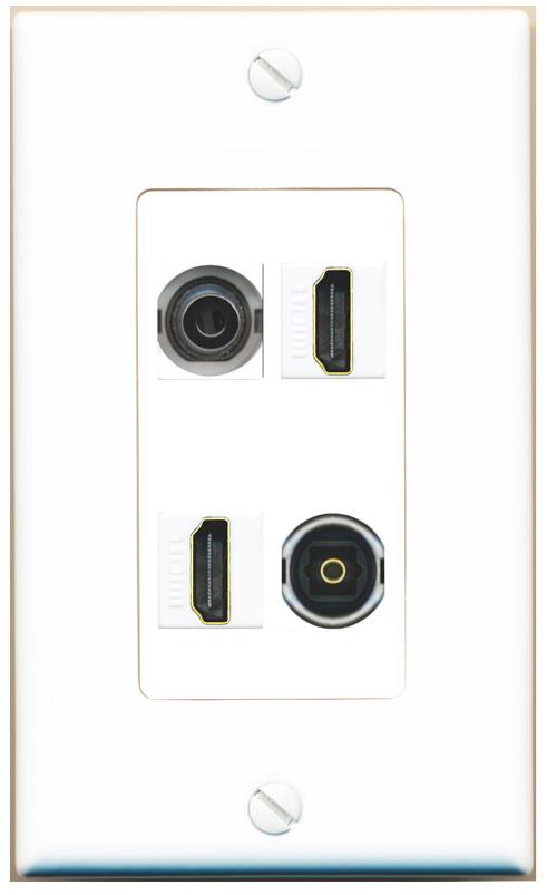 RiteAV 3.5mm 2 HDMI TOSLINK Wall Plate [White]