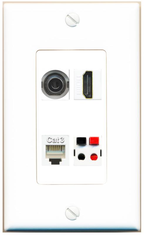 RiteAV 3.5mm HDMI PHONE SPEAKER Wall Plate [White]