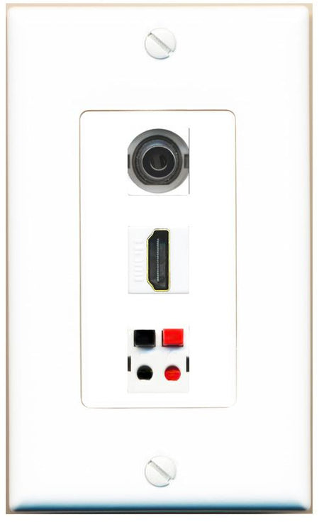 3.5mm HDMI SPEAKER Wall Plate [White]