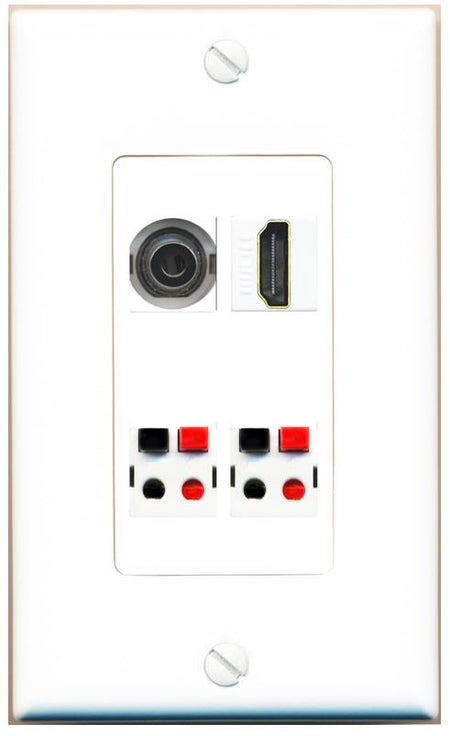 RiteAV 3.5mm HDMI 2 SPEAKER Wall Plate [White]