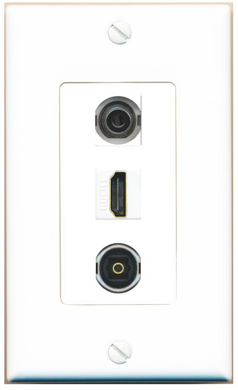3.5mm HDMI TOSLINK Wall Plate [White]