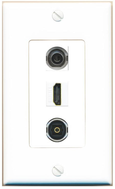 3.5mm HDMI TOSLINK Wall Plate [White]