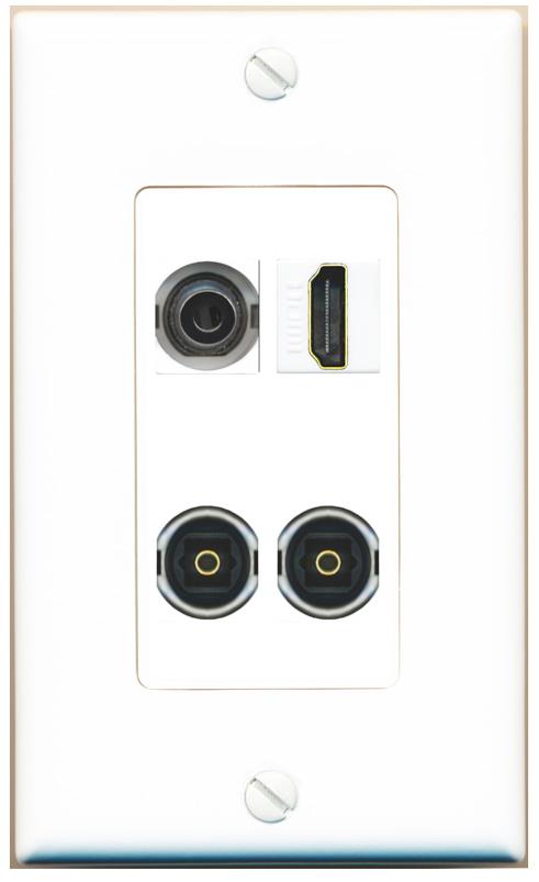 RiteAV 3.5mm HDMI 2 TOSLINK Wall Plate [White]