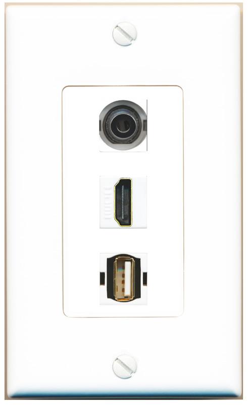 3.5mm HDMI USB2 Wall Plate [White]