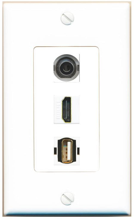 3.5mm HDMI USB2 Wall Plate [White]